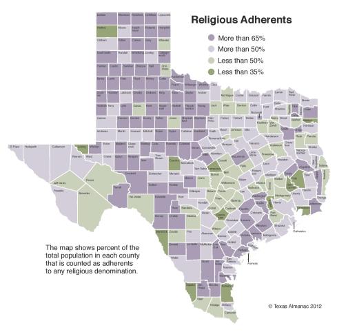TX Religious Adherents by County